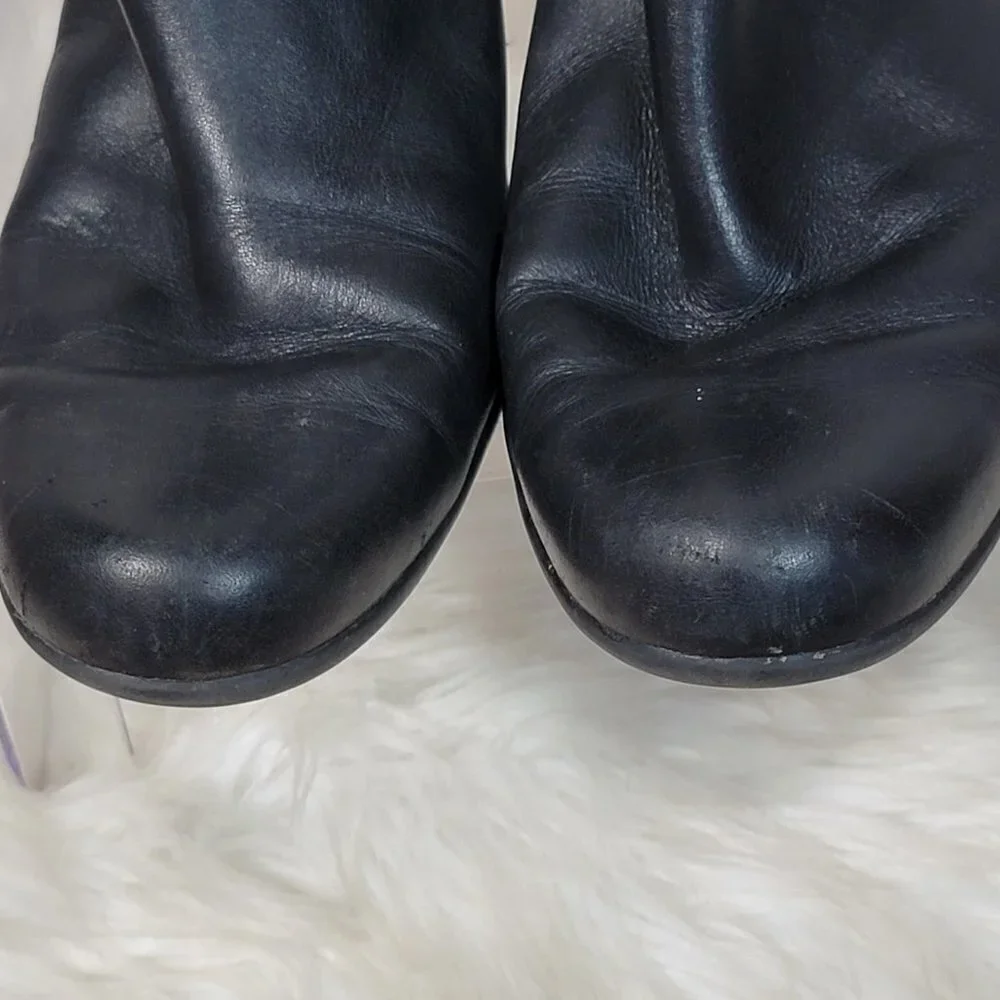 CLARKS Womens 9 Ingalls Dover‎ Leather Black Heeled Booties Comfort Ankle Boots
